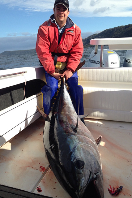 ANGLER: Travis Preece SPECIES: Southern Bluefin Tuna  WEIGHT: 85.2kgs. LURE: JB Lures Micro Dingo.